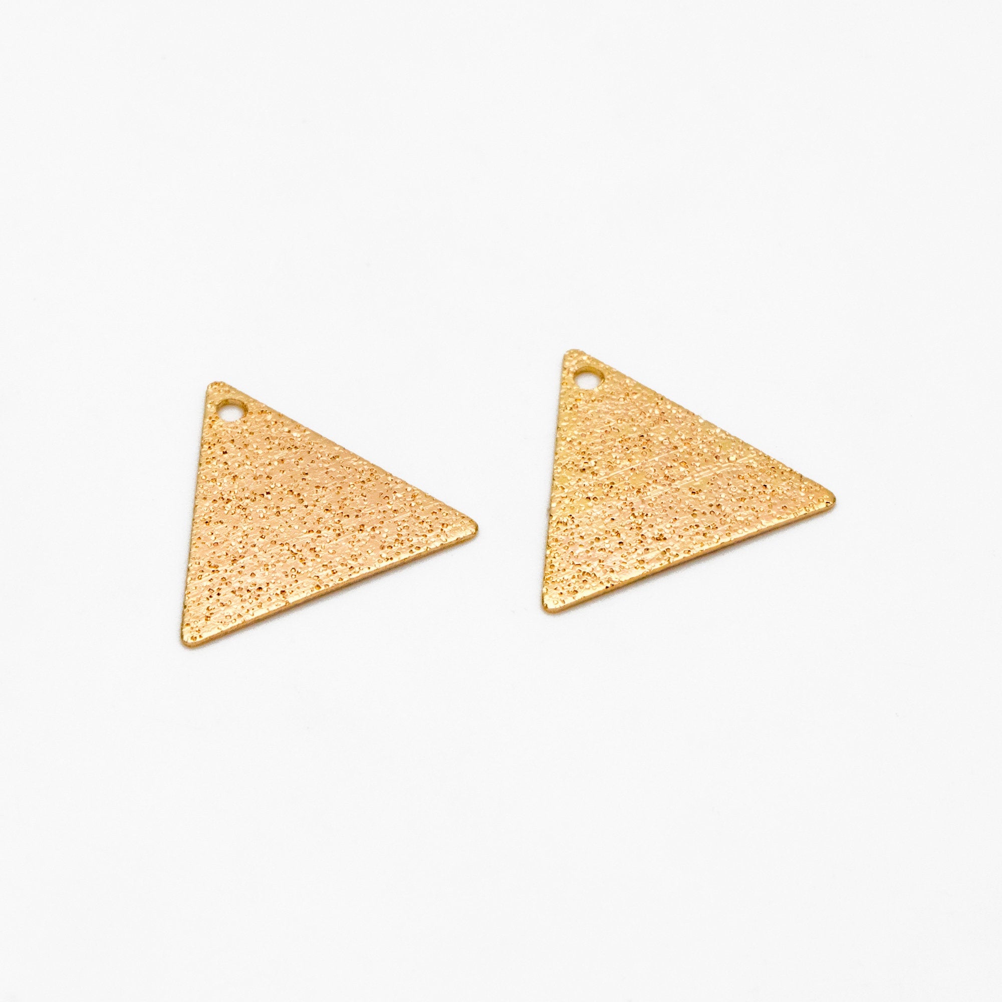 10pcs Gold plated Brass Triangle Charms 15mm, Matte Flat Triangle Disc Pendants (GB-265-B)
